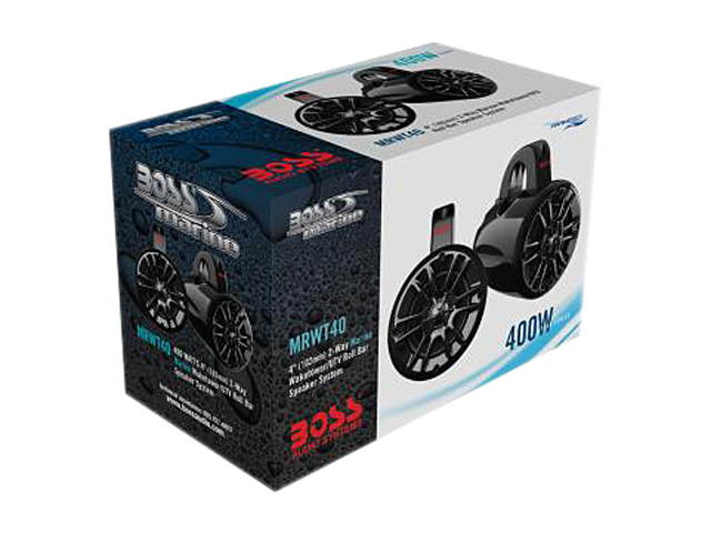 BOSS MRWT40 - 4" Wake Tower Series 2-Way 400W Marine Black Speaker