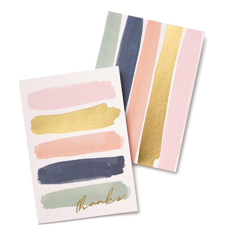 50ct Thank You Striped Blank Notes Pastel