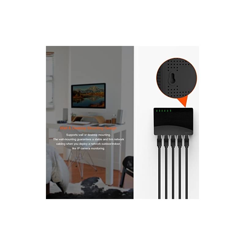 5 Port Gigabit Ethernet Network Switch | Ethernet Splitter | Plug-and-Play | Traffic Optimization | Unmanaged (SG105), Black