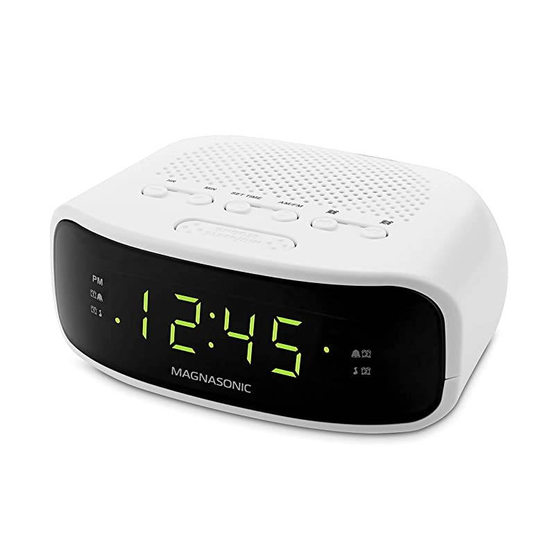 Digital AM/FM Clock Radio with Battery Backup, Dual Alarm, Sleep & Snooze Functions, Display Dimming Option (EAAC200)