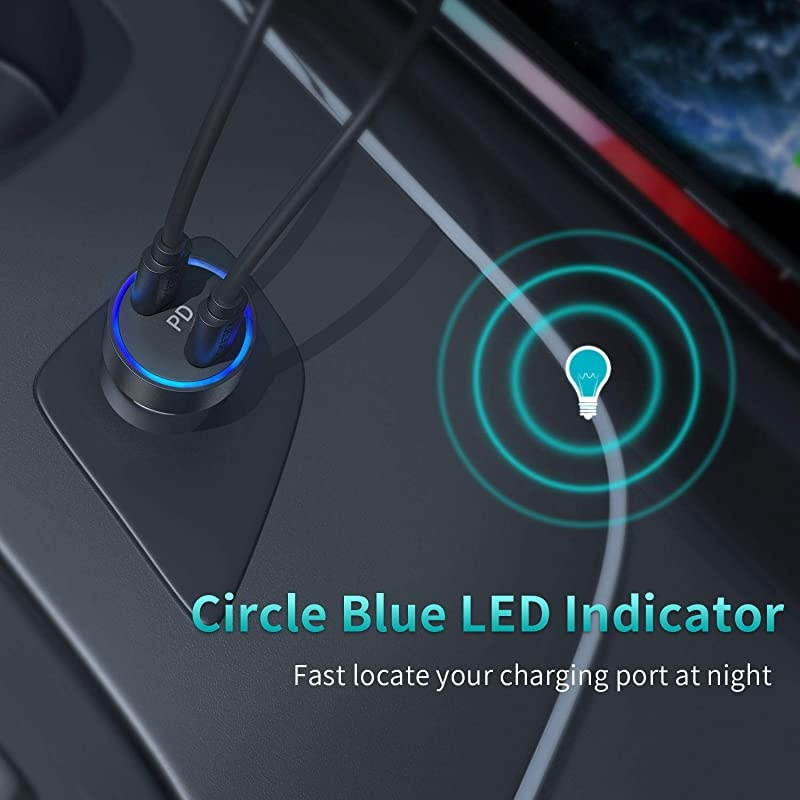 USB C Car Charger, 40W 2-Port All Metal Fast Car Charger for iPhone 12/12 Pro Max/12 Mini,Dual 20W Type C PD Car Charger for iPhone 11/11 Pro Max/SE/XS/XR/8,Galaxy S20/S10,iPad Pro,AirPods Pro