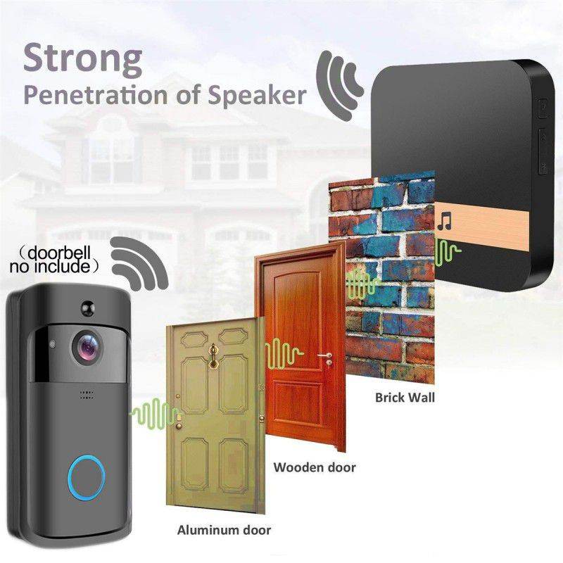 AC90-250V Smart Indoor Doorbell Chime Wireless WiFi Door Bell US  Plug (Black)