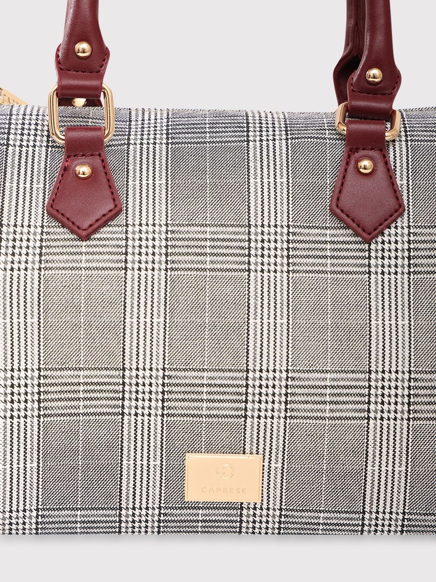 Caprese Remi Grey Faux Leather Checks Handbag