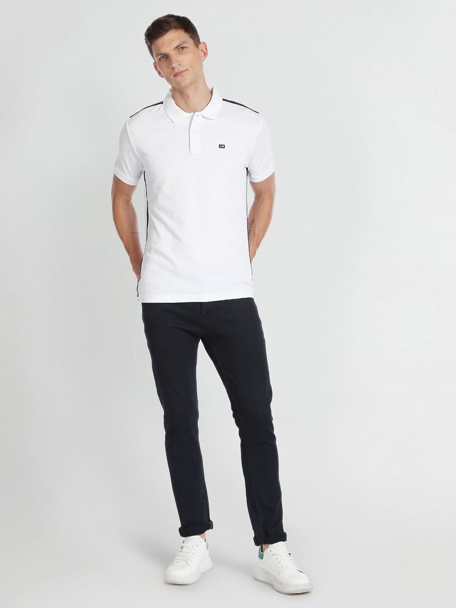 Arrow Sport White Cotton Regular Fit Polo T-Shirt