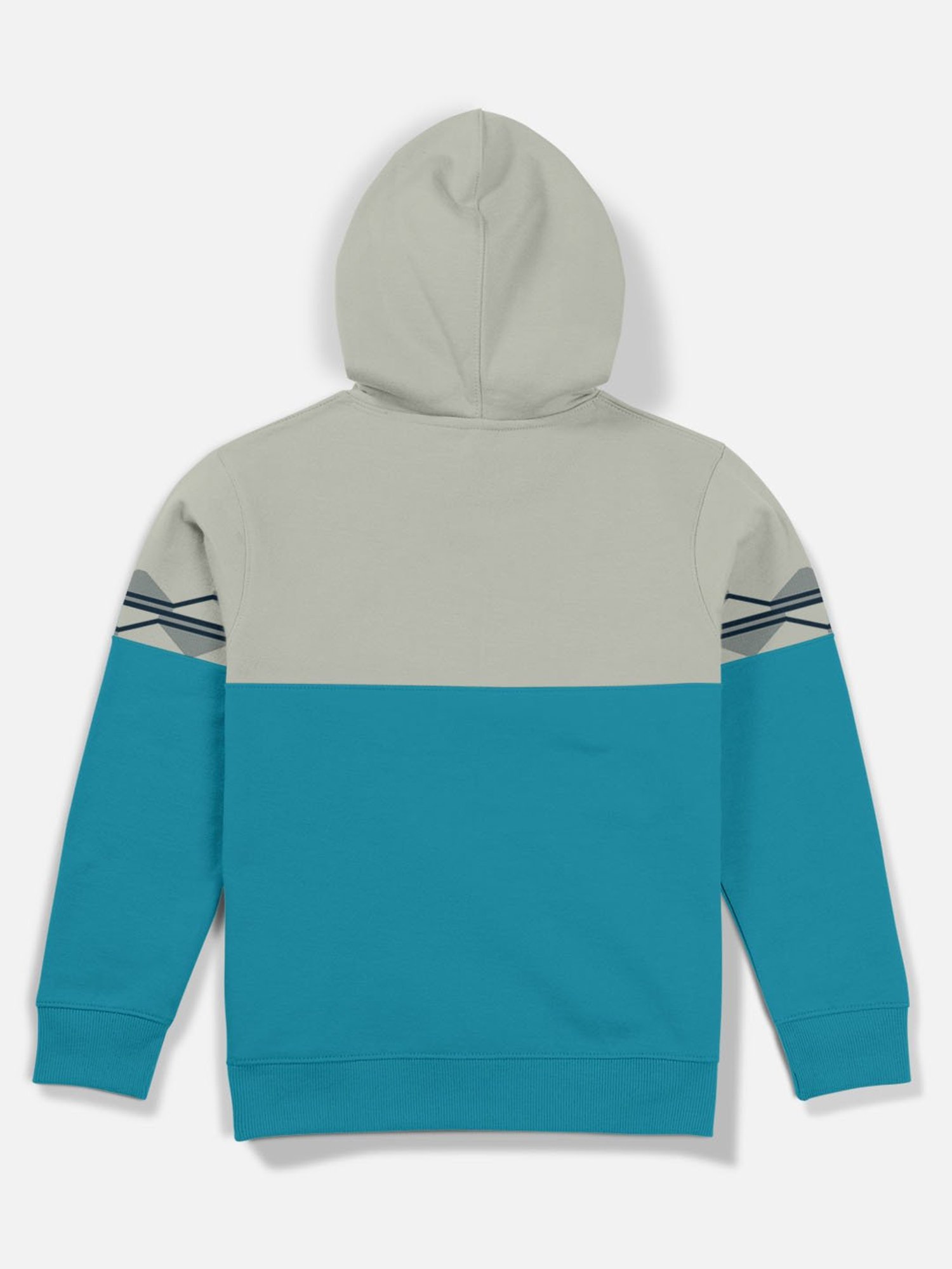 HELLCAT Grey & Turquoise Color Block Full Sleeves Sweatshirt
