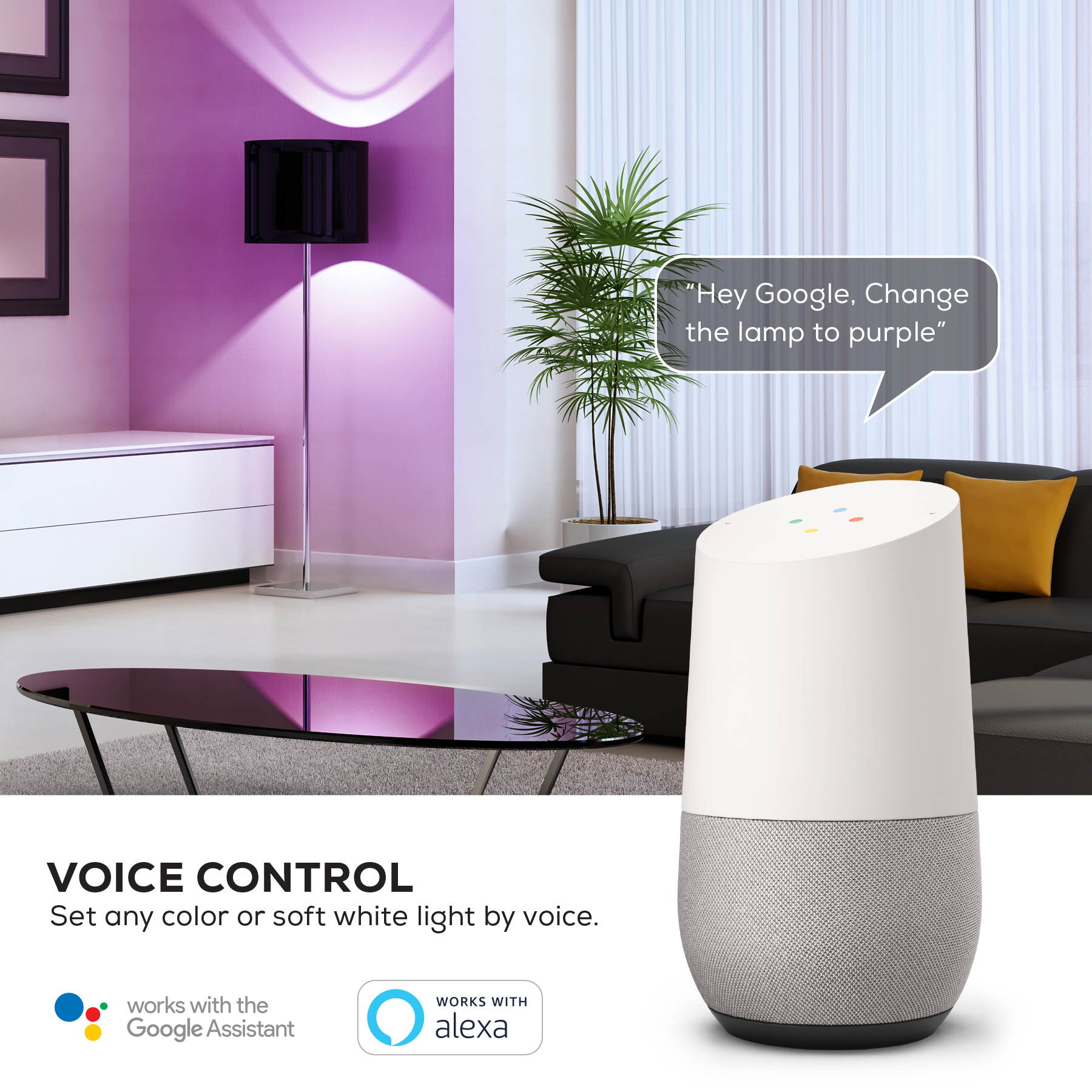 Geeni PRISMA 800 Wi-Fi Smart LED Light Bulb, Multicolor (2700K), 2-Pack, Dimmable LED Bulbs, A19, 60-Watt Equivalent, No Hub Required, Compatible with Amazon Alexa, Google Assistant, Microsoft Cortana