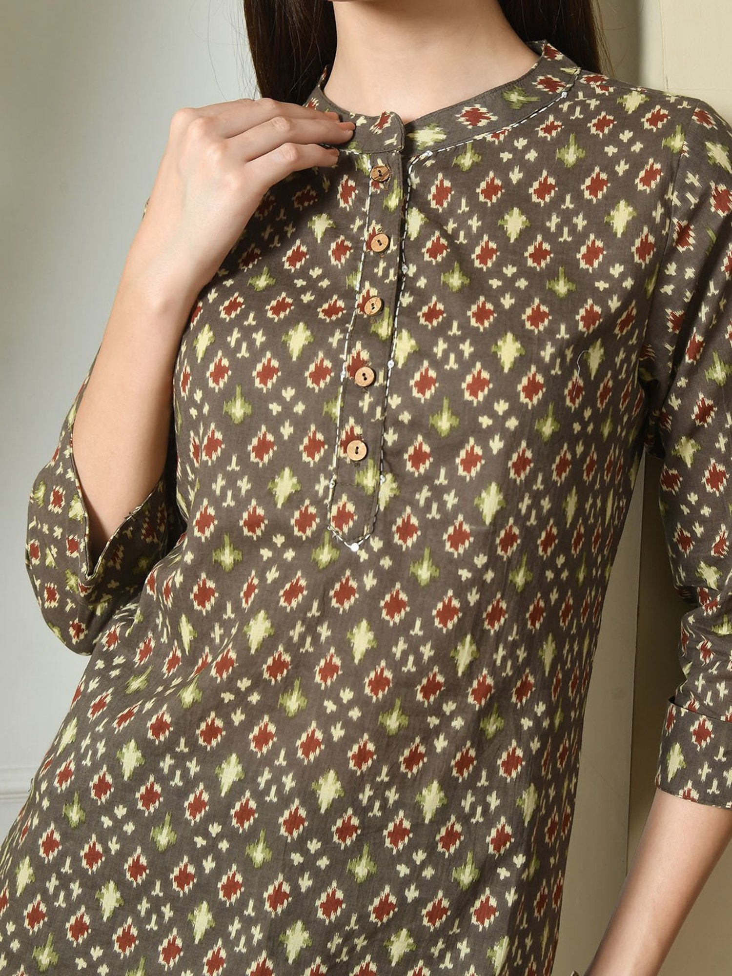 DECKEDUP Grey Cotton Printed Tunic