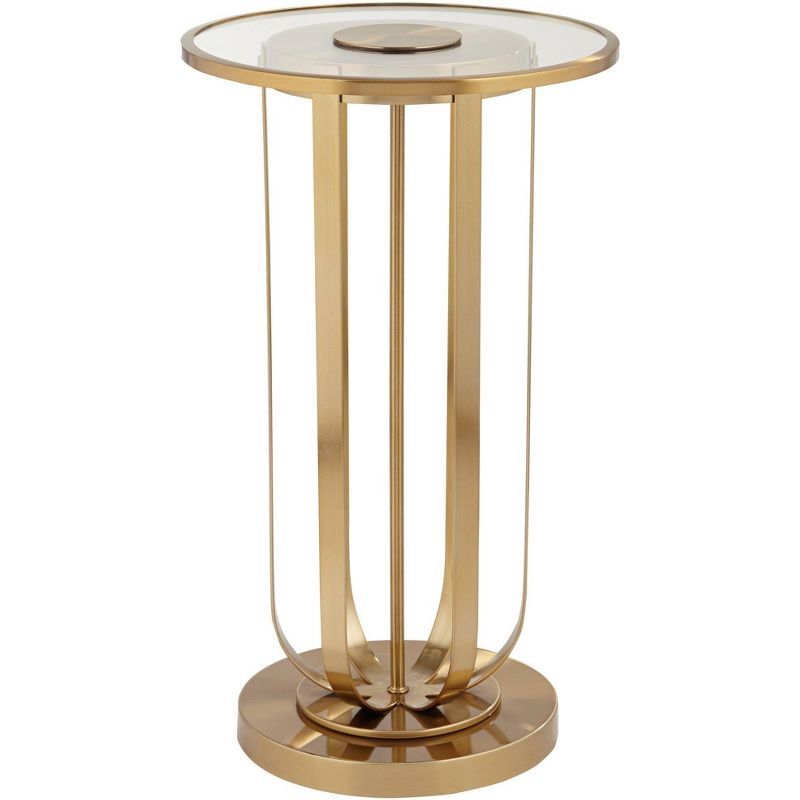 Blaine 14" Wide Gold Metal and Glass Accent Table