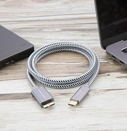 USB-C to Micro-B 3.0 (Gen 2/10G), CableCreation 3.3ft Braided Micro USB 3.1 Type C Cable Compatible MacBook (Pro), Chromebook Pixel, HDD External Hard Driver & Phones, 1M/Gray
