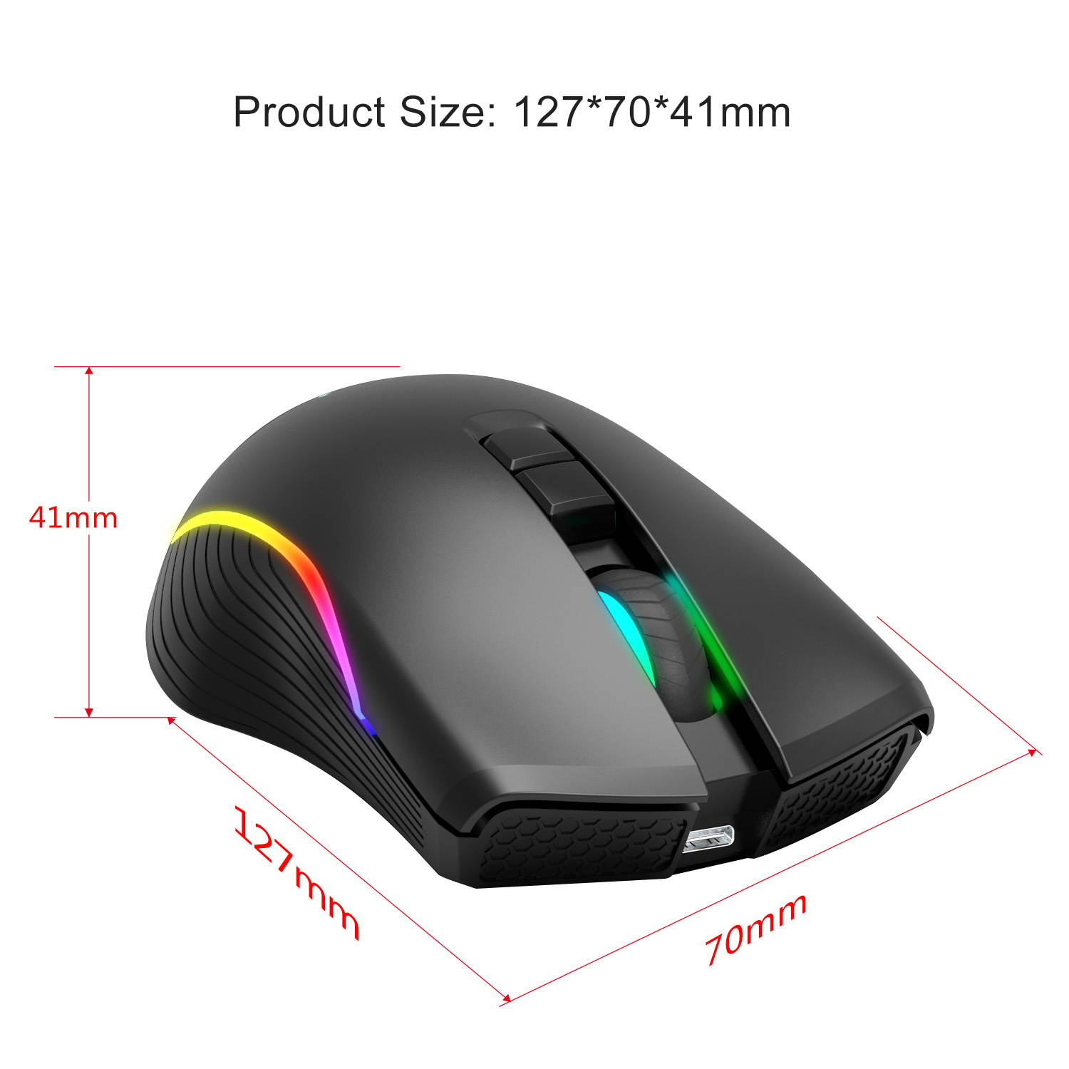 Wired PC Gaming Mice Ergonomic USB Mac Gaming Mice Silent Click Computer Mice, 4 Adjustable DPI, 7 Keys, Breathing LED Light Compatible with PC, Laptop, Computer