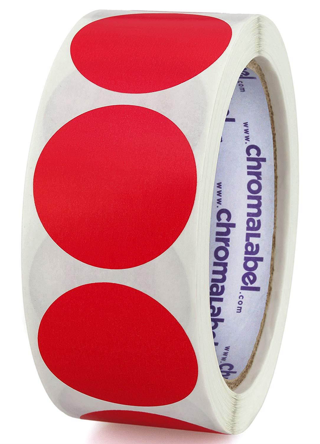 ChromaLabel 1-1/2 inch Color-Code Dot Labels | 500/Roll (Red)