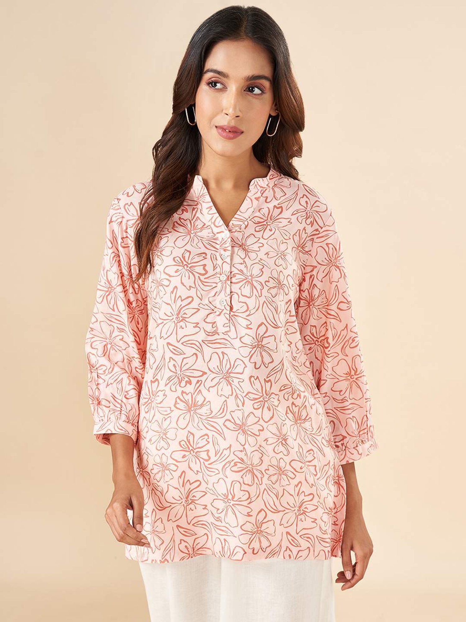Akkriti by Pantaloons Peach Printed Tunic