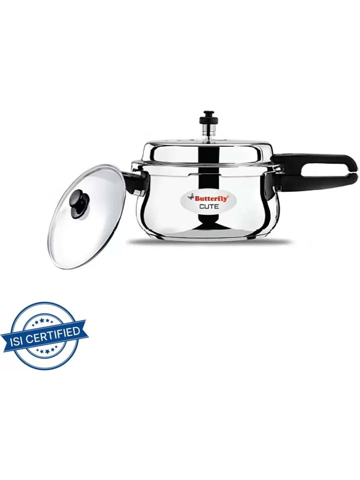 Butterfly Silver Stainless Steel Pressure Cooker With Extra Glass Lid (3 L)