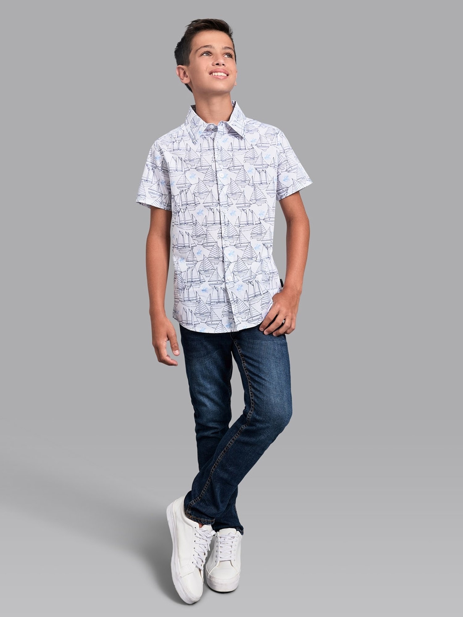 Beverly Hills Polo Club Kids White Cotton Printed Shirt