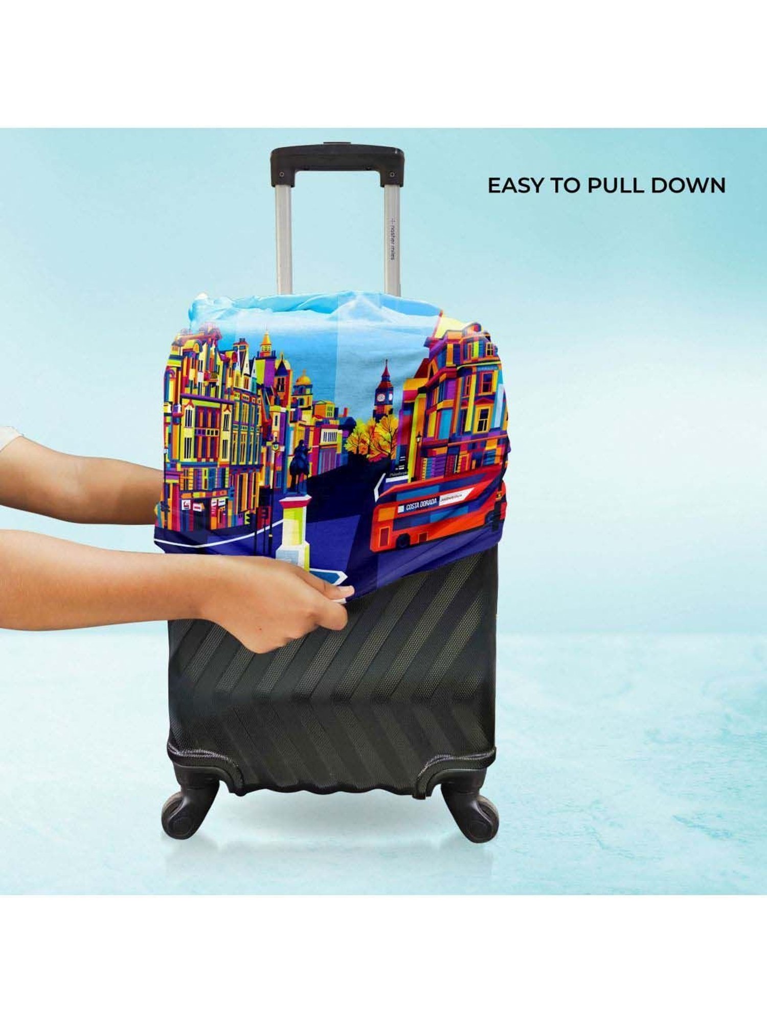 Nasher Miles Polyester 55 cm (20 Inch) Small Protective Luggage Cover - London Design