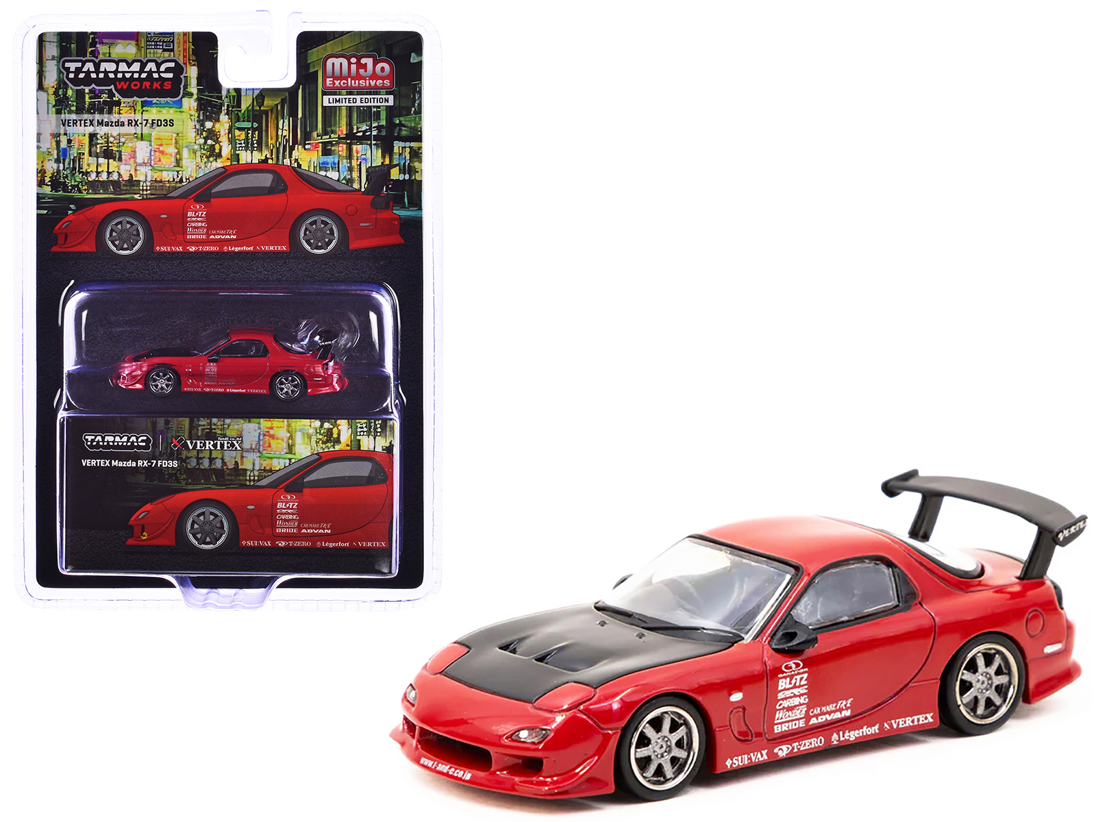 Mazda RX7 (FD3S) LB-Super-Silhouette RHD (Right Hand Drive) #55 Green and Orange with Graphics "Tokyo Auto Salon 2024 - Malaysia Diecast Expo 2024" 1/64 Diecast Model Car by Inno Models