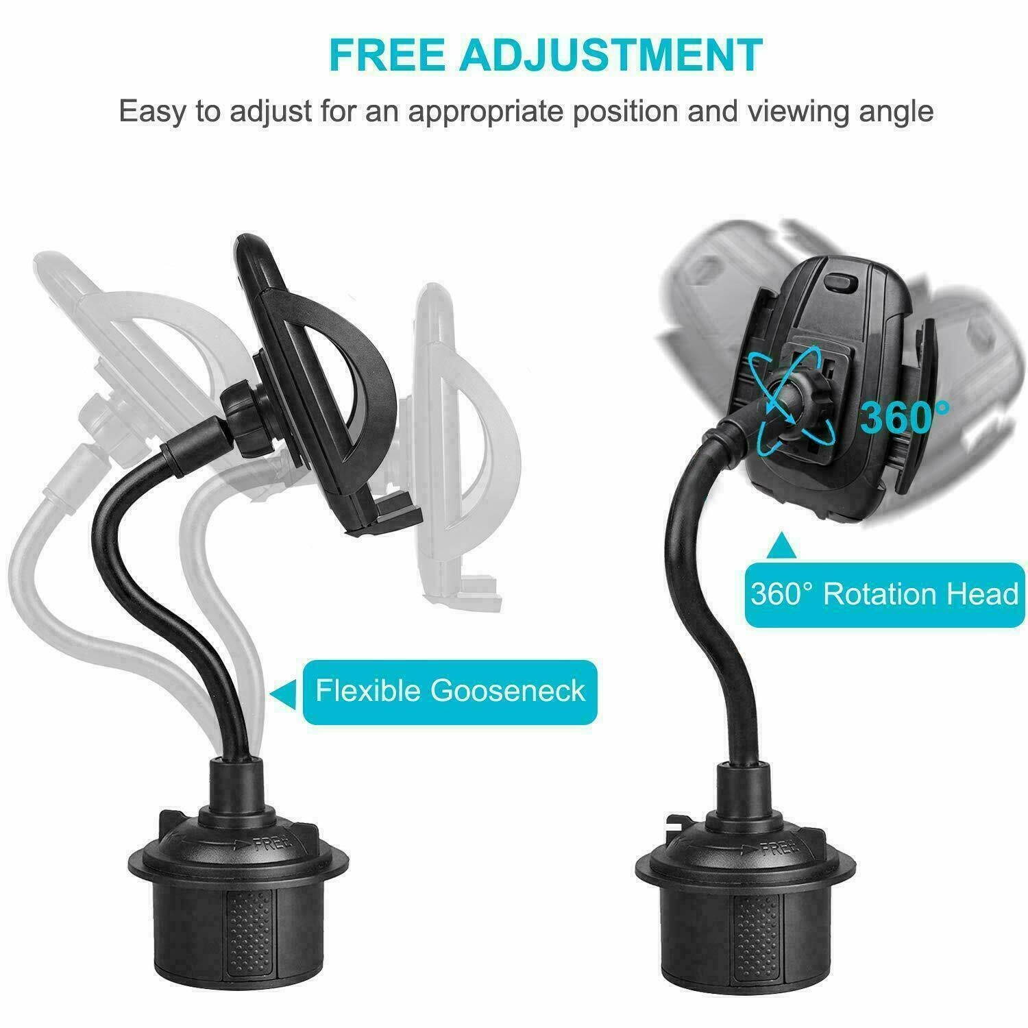 New Universal Car Mount Adjustable Gooseneck Cup Holder Cradle for Cell Phone US