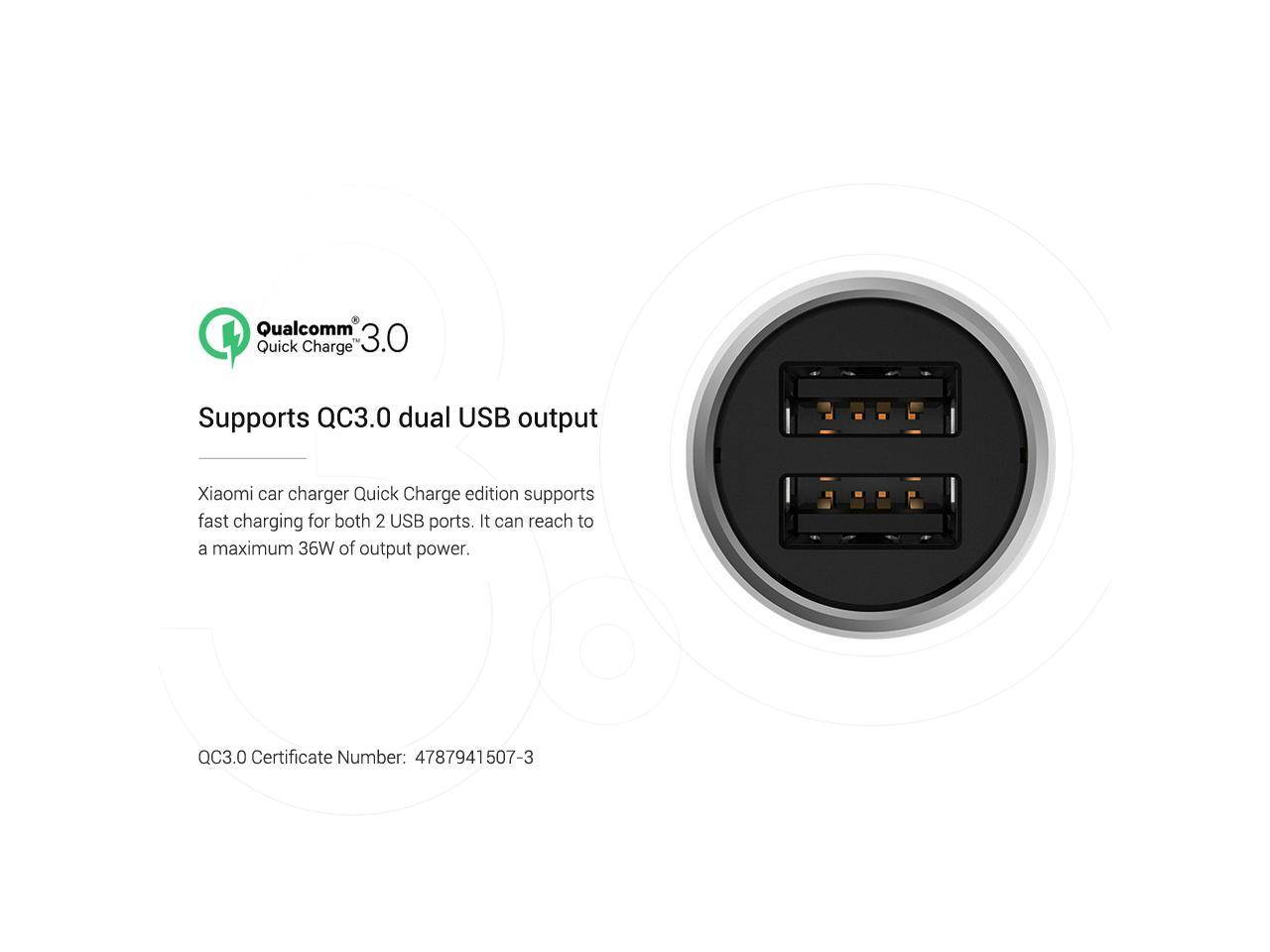 Original XiaoMi Car Charger Quick Charge 3.0 XiaoMi 5V/3A Dual USB 9V/2A 12V/1.5A for Android iOS for iPhone X Samsung XiaoMi