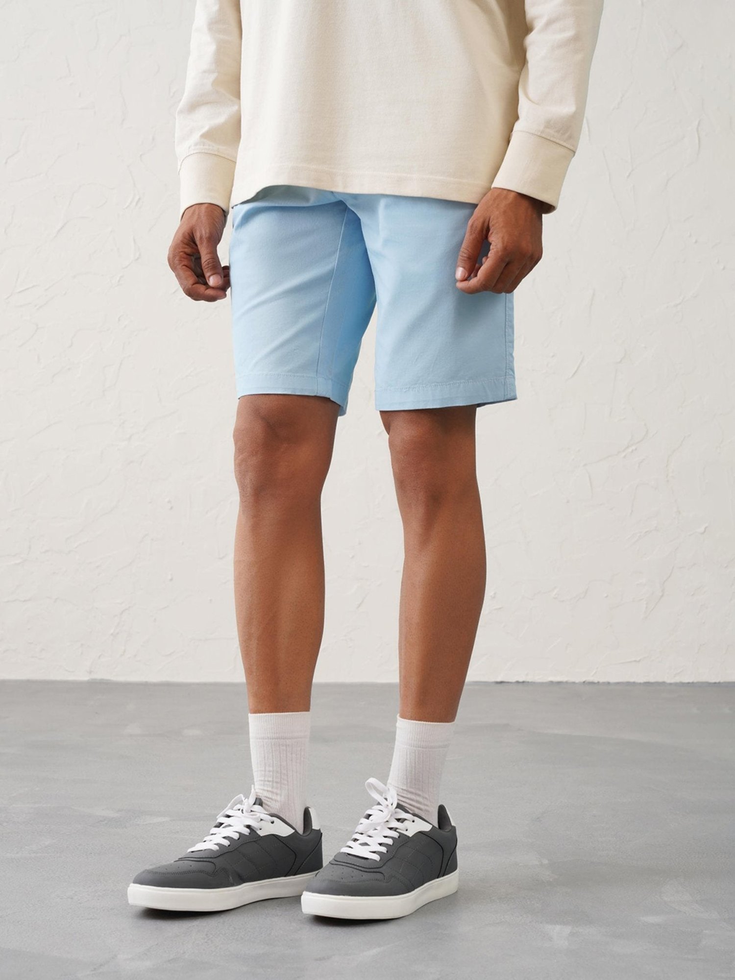 MinusOne Light Blue Regular Fit Shorts