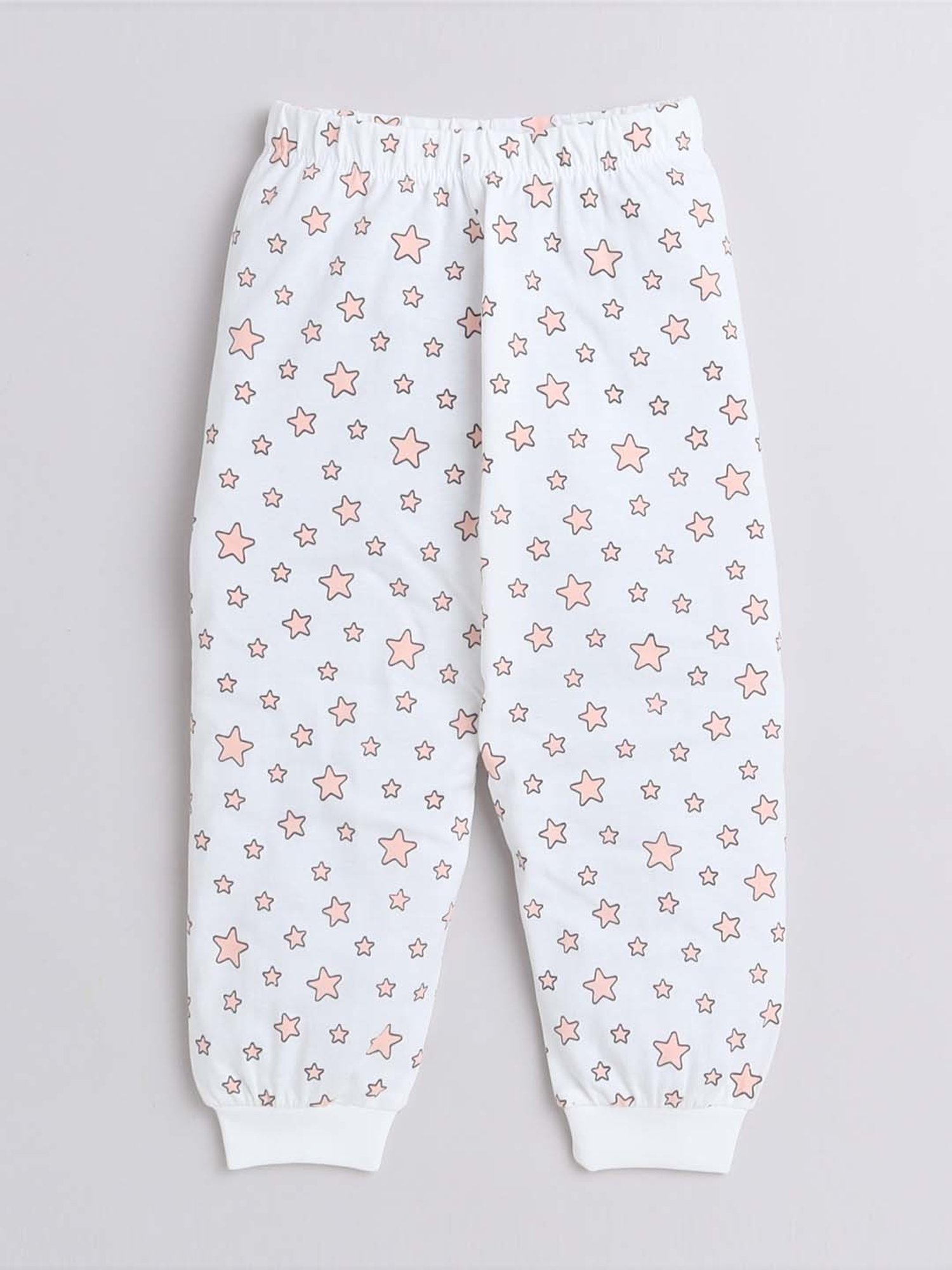 Bumzee Girls Peach & White Cotton Printed T-Shirt Set