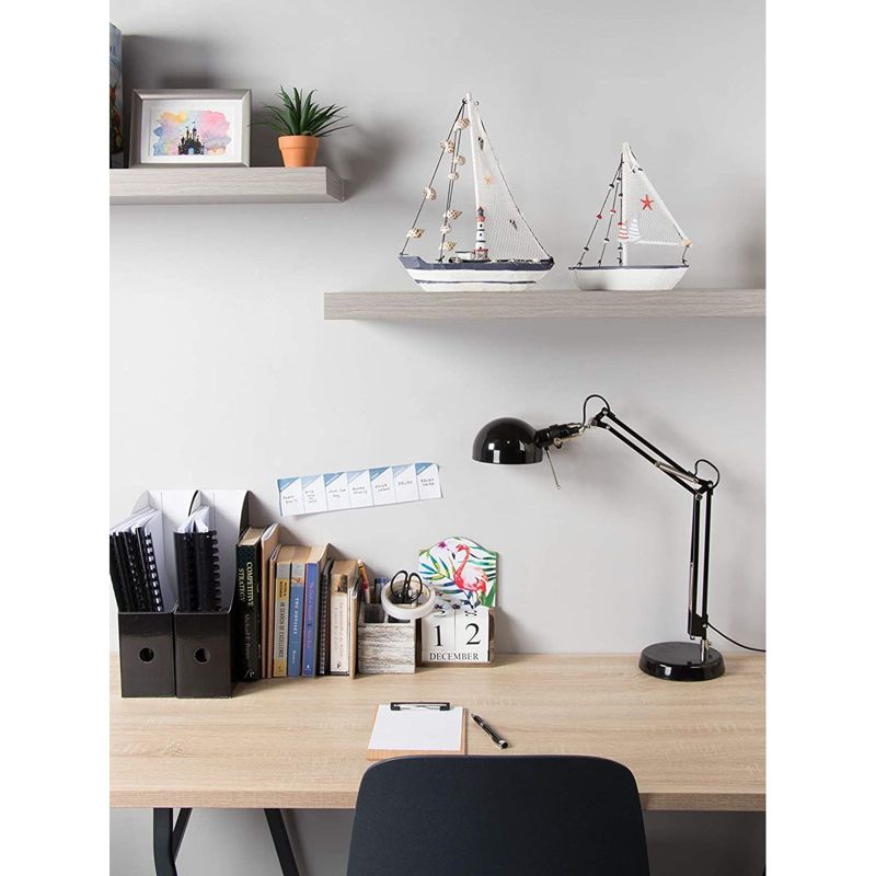 Juvale Wooden Sailing Boat Home Decor, Beach Nautical Design Sailboat Lighthouse & Seashells 0.3x12.8x1.8"