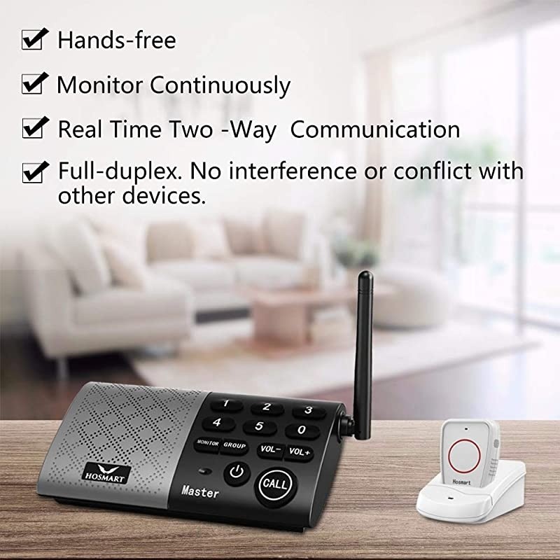 Wireless Two-Way Conversation Caregiver Pager Call Button for Elderly Senior Patient Personal Alert Alarm Nurse Call Button for Home Safety Alert System(White)