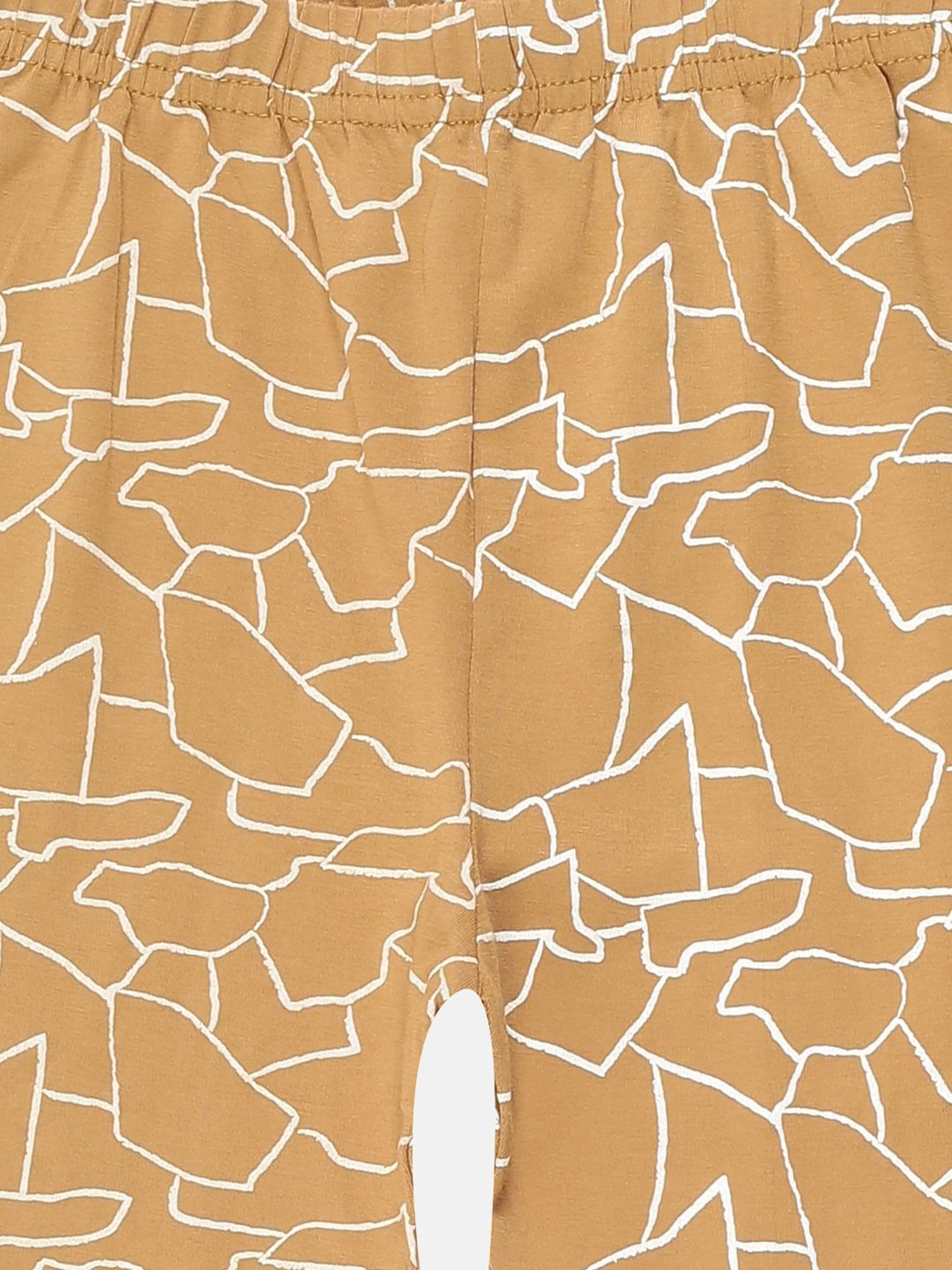 Kiddopanti Girls Brown & White Printed Leggings