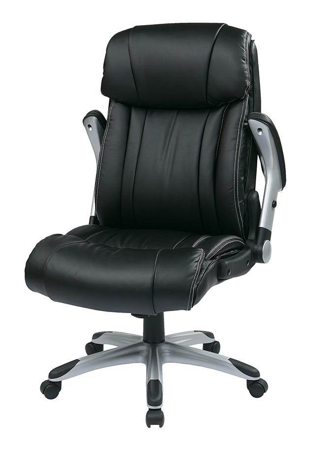 Office Star-Work Smart ECH38665A-EC3 Executive Eco Leather Chair in Silver-Black