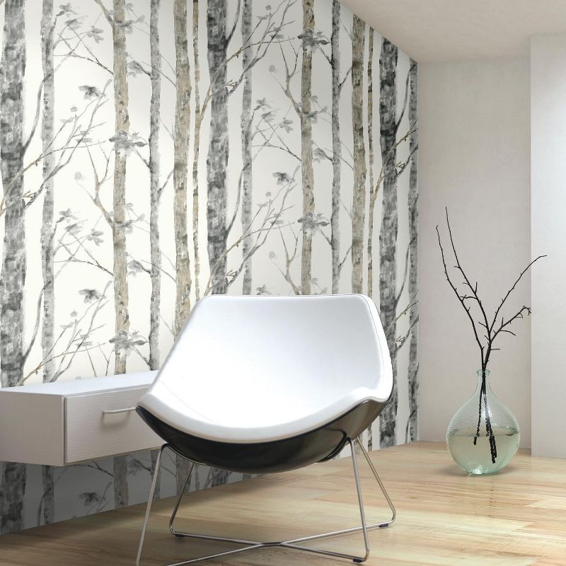 RoomMates Birch Trees Peel And Stick Wallpaper White/Brown