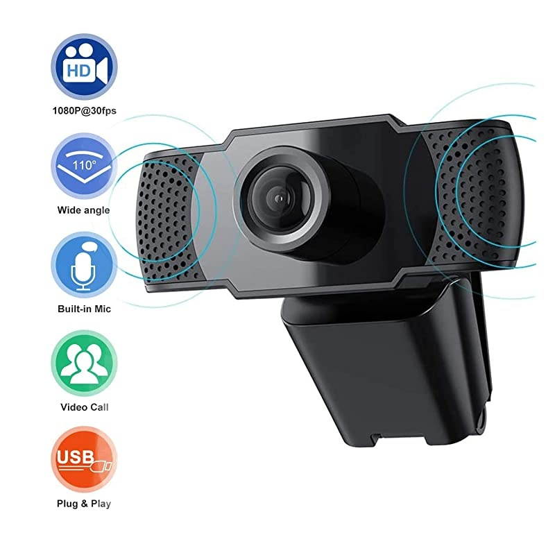 Upgraded 1080P HD Webcam with Microphone Laptop Desktop PC Web Camera 2MP 30fps USB Plug and Play Video Computer Camera for Live Streaming Gaming Calling and Conferencing