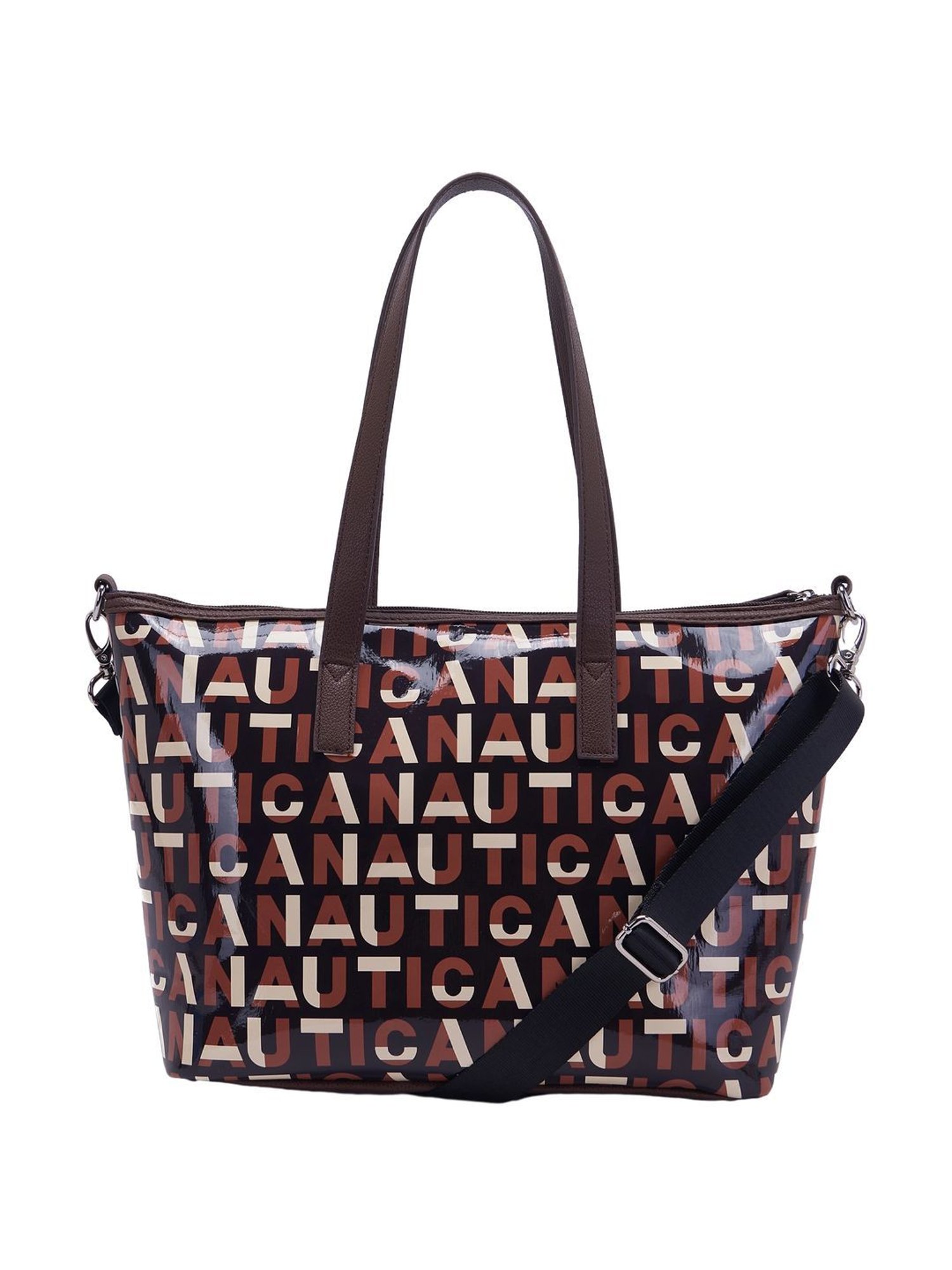 Nautica Brown Printed Medium Tote Handbag
