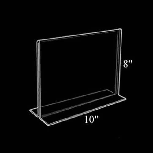 Azar Displays 152719 10-Inch Width by 8-Inch Height Double-Foot Acrylic Sign Holder, 10-Pack