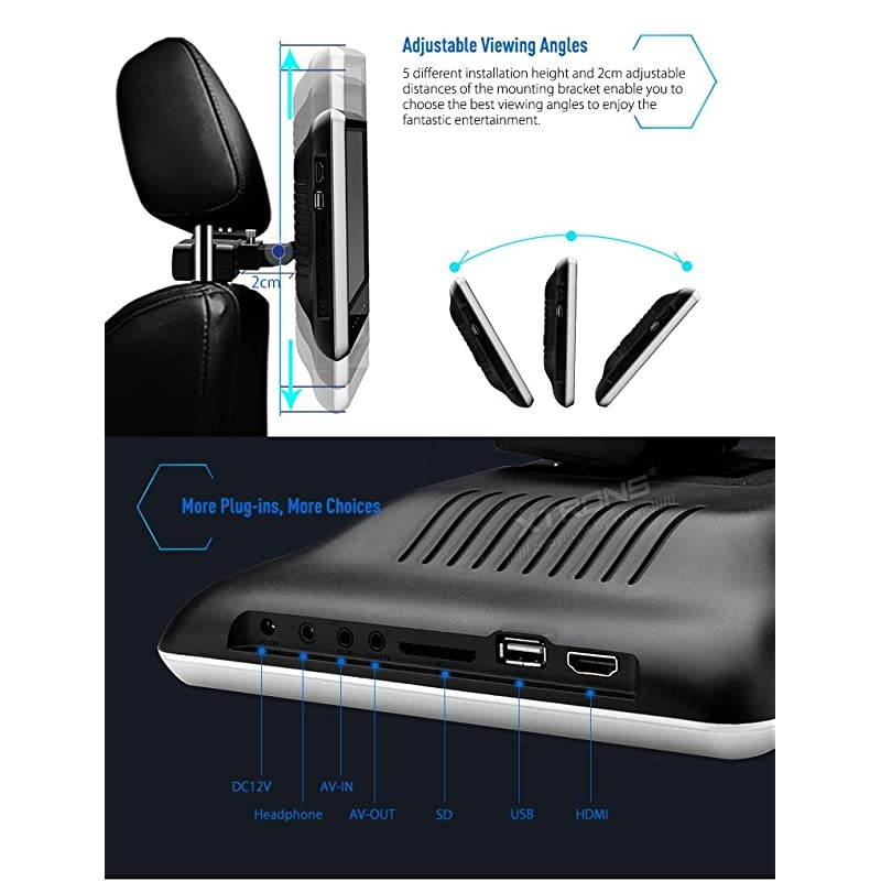 1PC 11.6 Inch 19201080 HD Digital TFT IPS Touch Screen Car Headrest DVD Player with HDMI Port 1080P Video