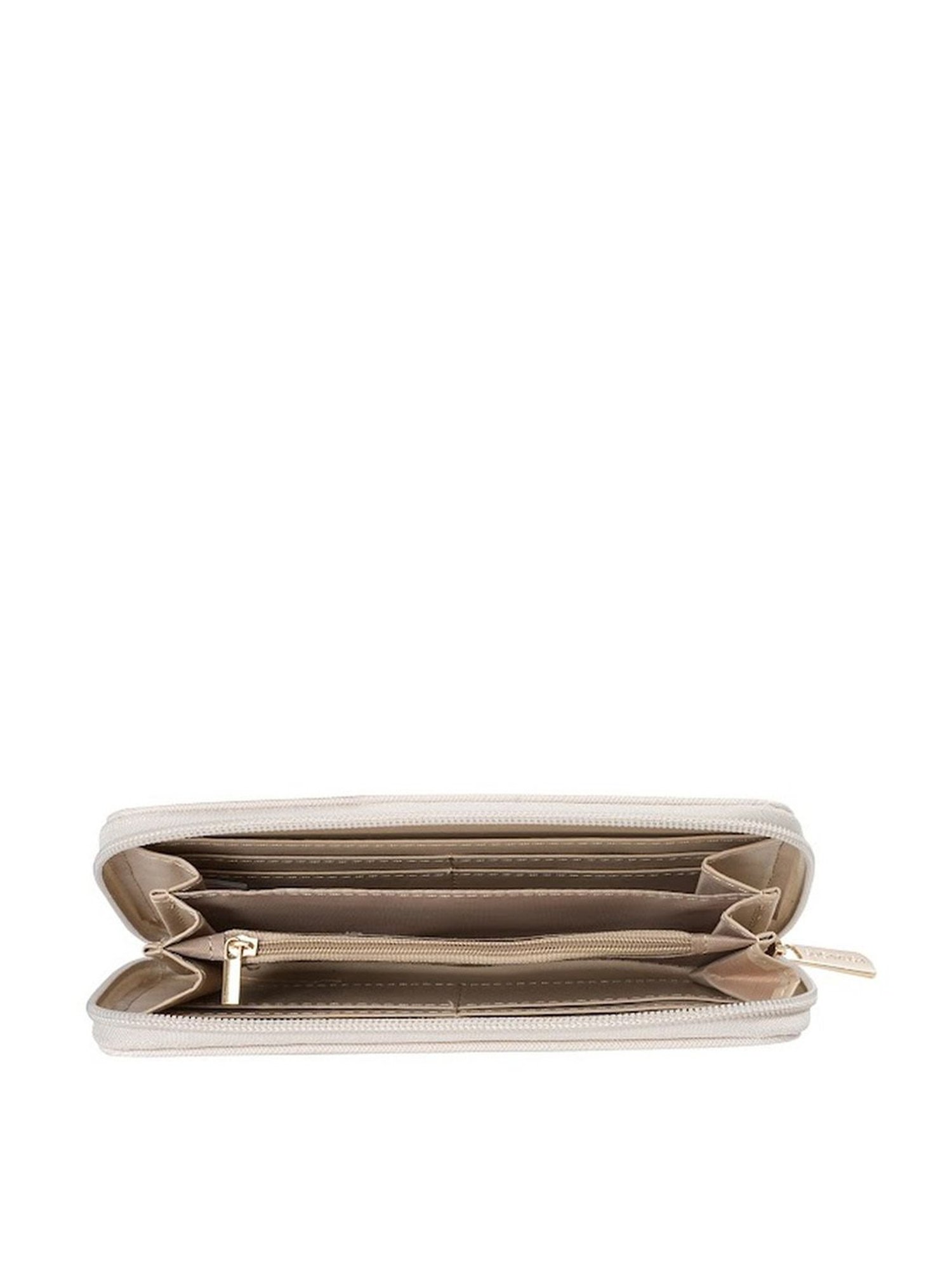 Sugarush Esther Beige PU Solid Zip Around Wallet