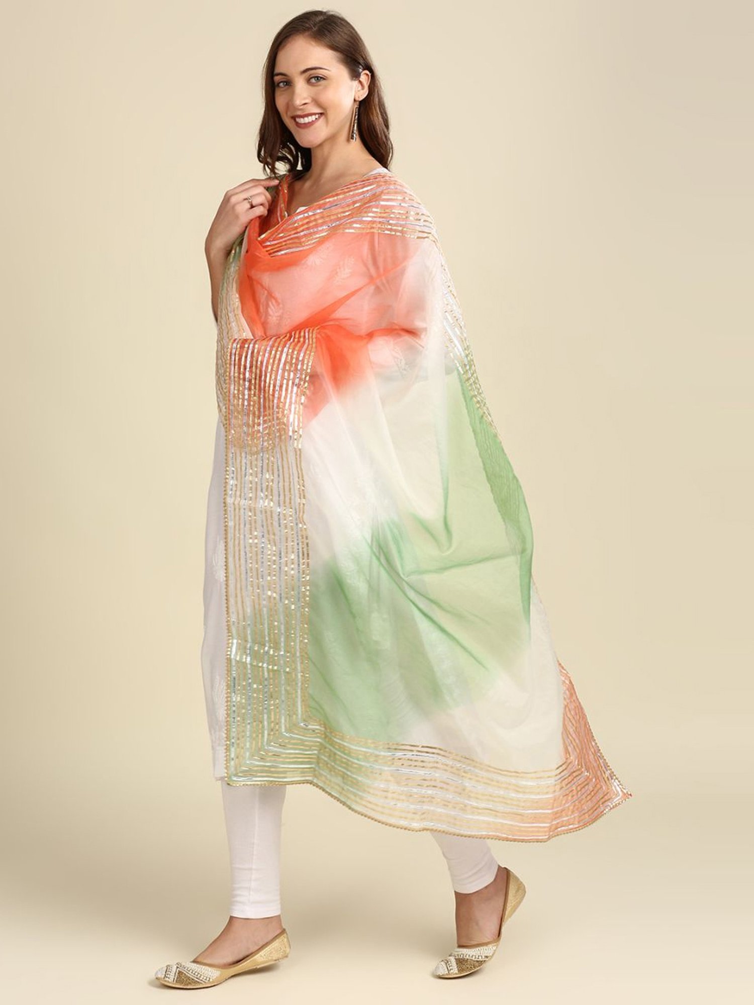 Dupatta Bazaar White Zari Work Dupatta