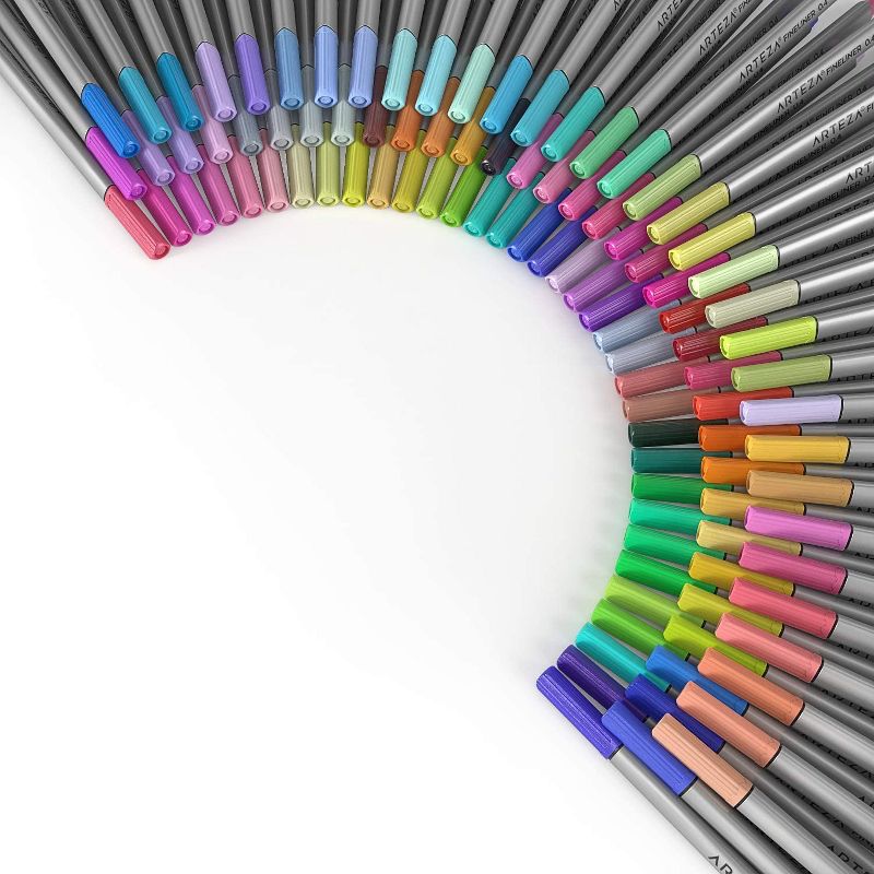 Arteza Fineliner Colored Pens Set, Inkonic, Fine Line, 0.4mm Tips, Assorted Colors - 102 Pack (ARTZ-8420)