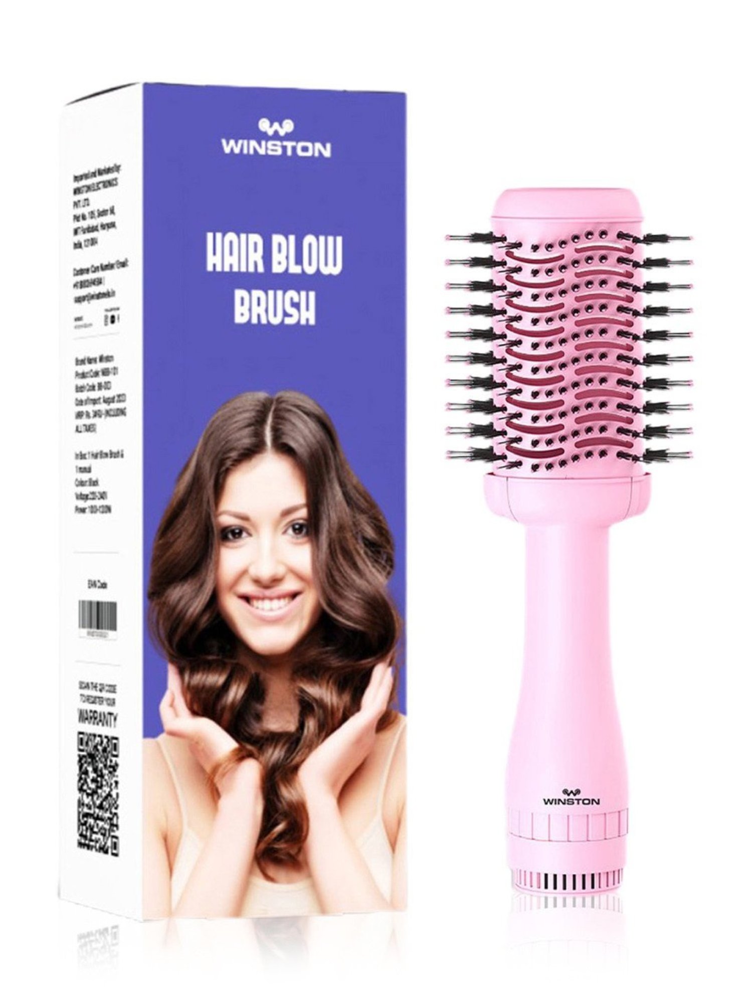 Winston Hair Blow Dryer Brush, Curler, Straightener & Hair Volumizer, 6 In 1 Hair Styler (Pink)