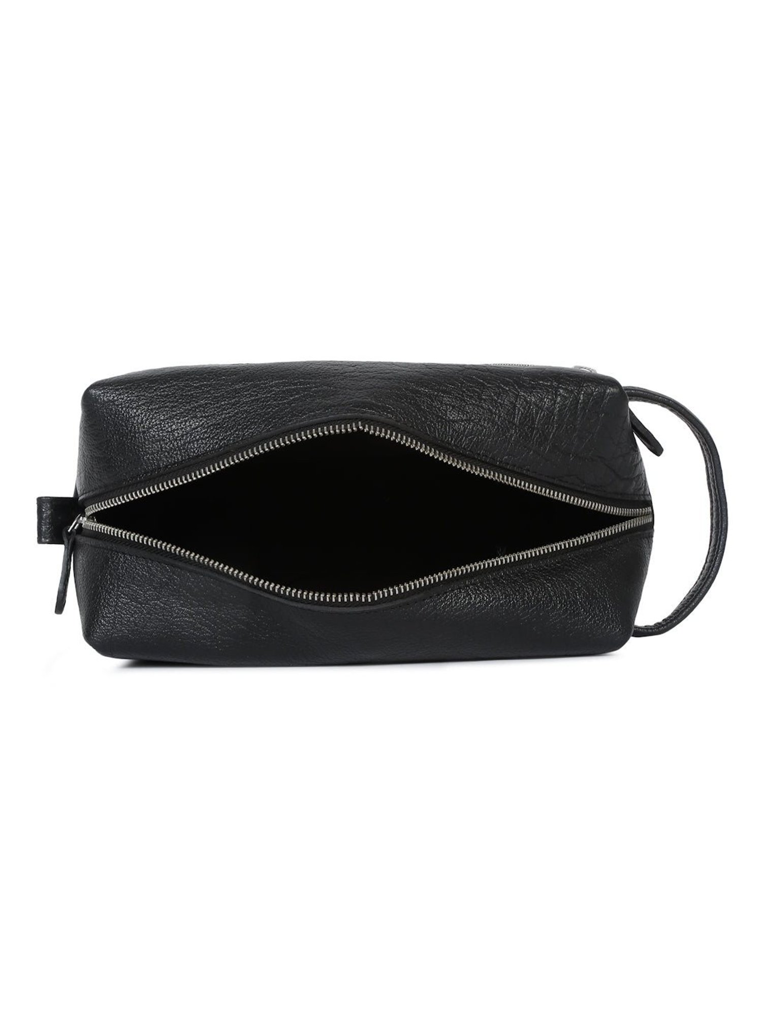 Louis Stitch Jet Black Leather Medium Toiletry Pouch
