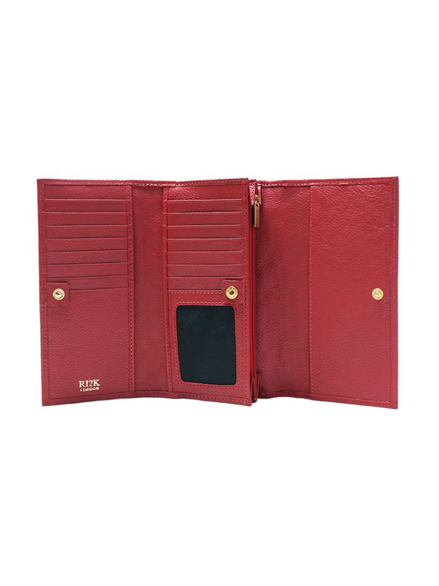 RI2K London Red Leather Quilted Tri-Fold Wallet