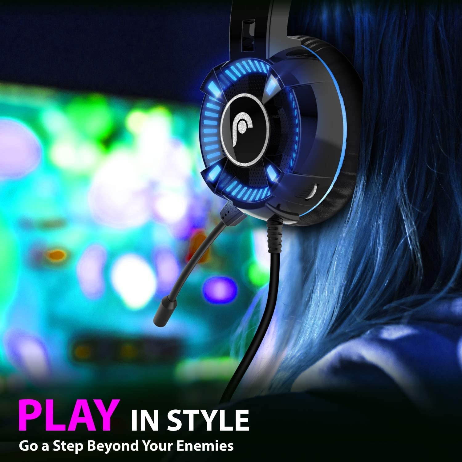 Fosmon Gaming Headset with Mic Microphone, (50mm Surround Sound Driver) Strong Bass Over Ear Headphone with Comfy Ergonomic Headband Compatible with Xbox One PS4 Nintendo Switch PC Laptop Desktop Mac