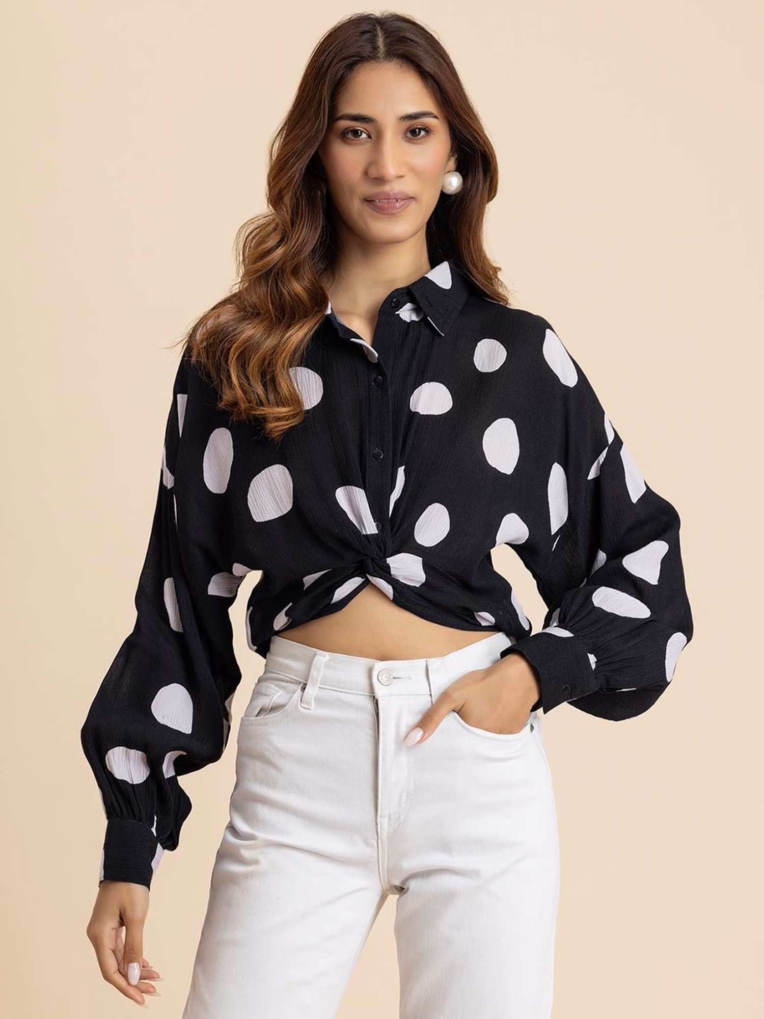 Moomaya Black Polka Dot Shirt