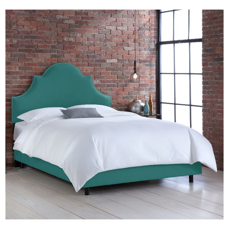 Queen Seville Linen Upholstered Bed Linen Coral - Skyline Furniture