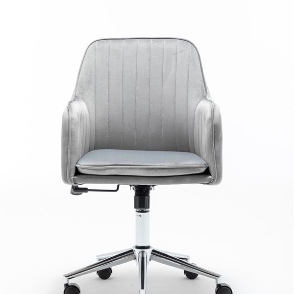 Velvet fabric Home Office Desk Chair with Metal Base Modern Adjustable Swivel Chair with Arms Rolling Computer Desk Chairs Metal Legs for Home Swivel Office Chair