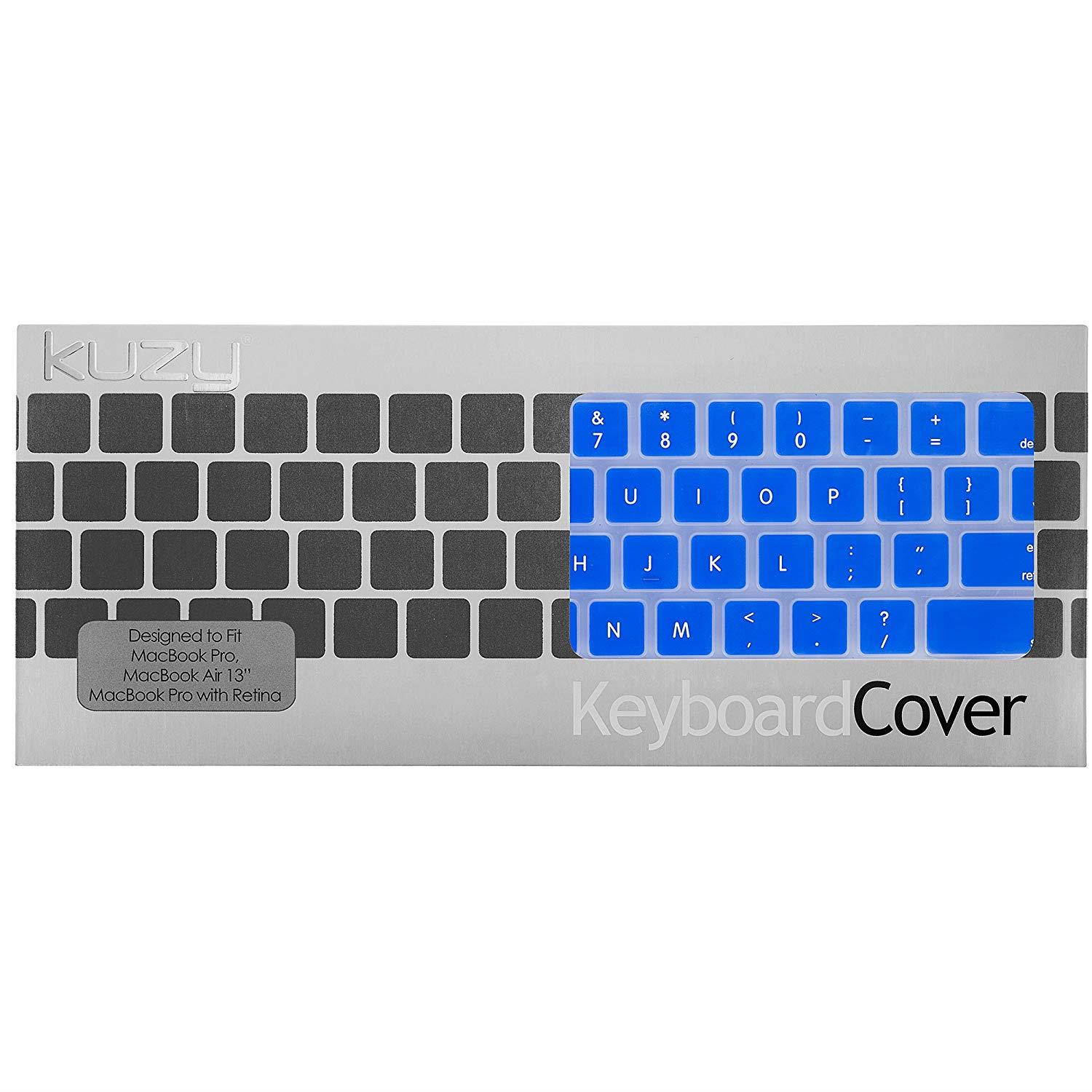 Kuzy - BLUE Keyboard Cover Silicone Skin for MacBook Pro 13" 15" 17" (with or w/out Retina Display) iMac and MacBook Air 13" - Blue
