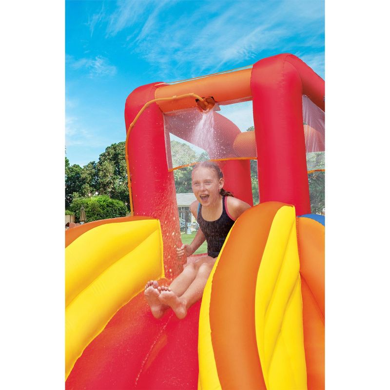 H2OGO! 53348E Splash Tower Kids Inflatable Backyard Mega Water Slide Splash Park Toy with Slide, Climbing Wall, Sprayer, and Kiddie Pool