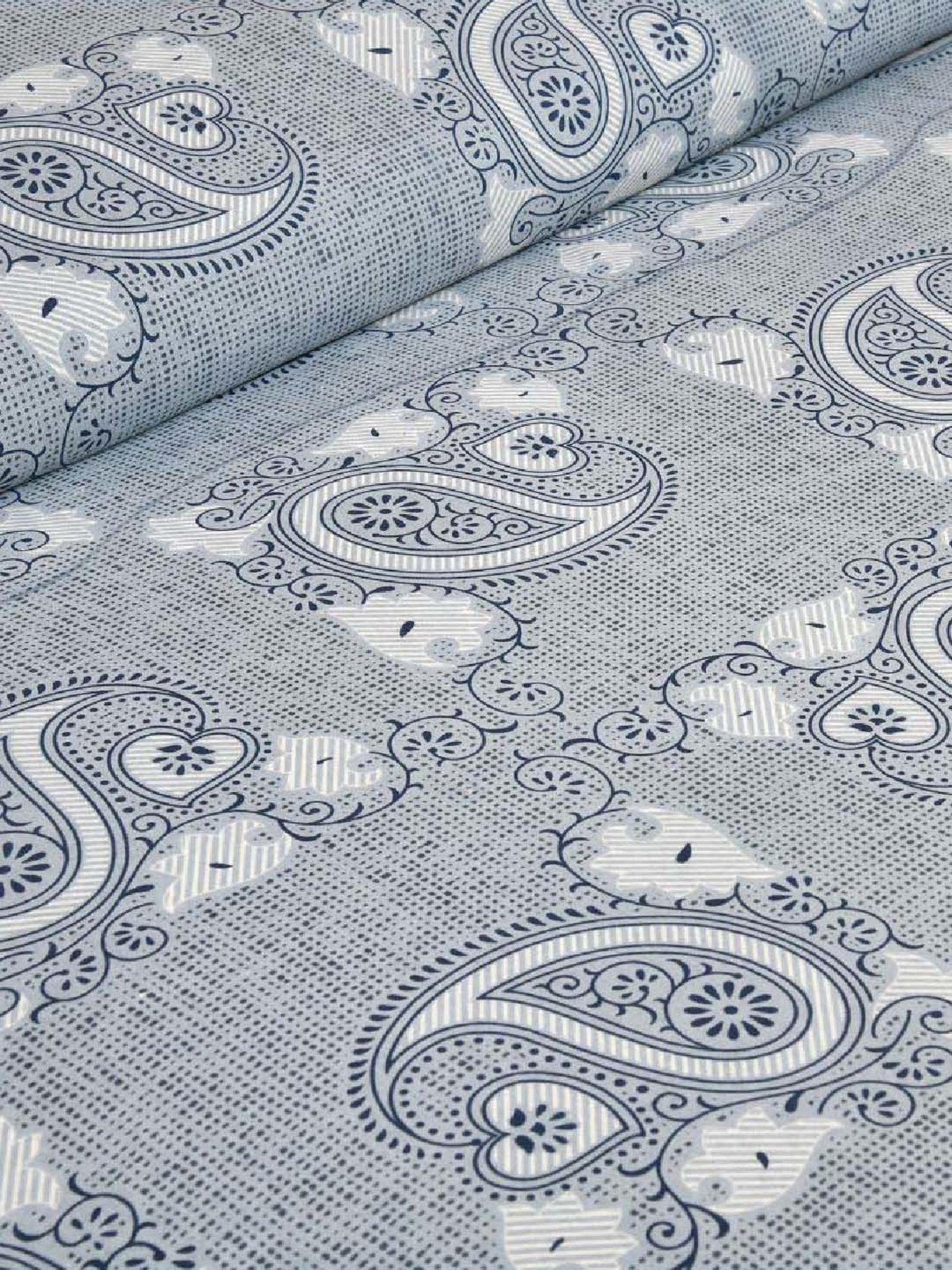 JaipurFabric Grey 180 TC 100% Cotton Paisley Art Double Bedsheet with 2 Pillow Covers