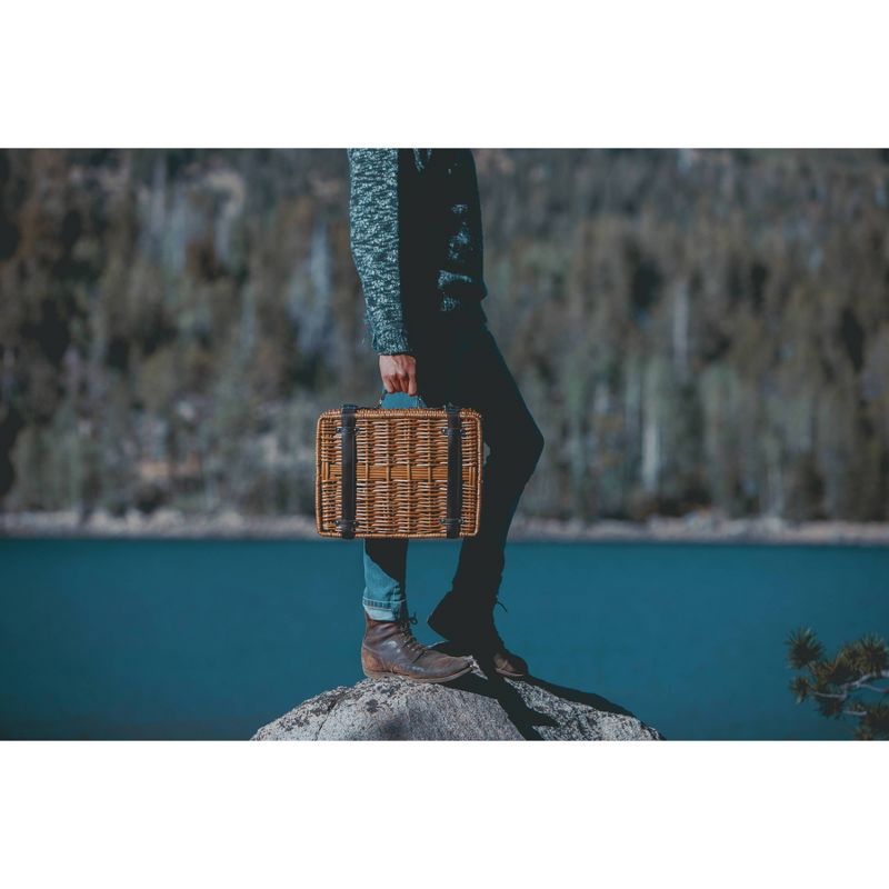 Northlight 15.5" Hand Woven Willow 2-Person Picnic Basket and Accessory Set - Brown