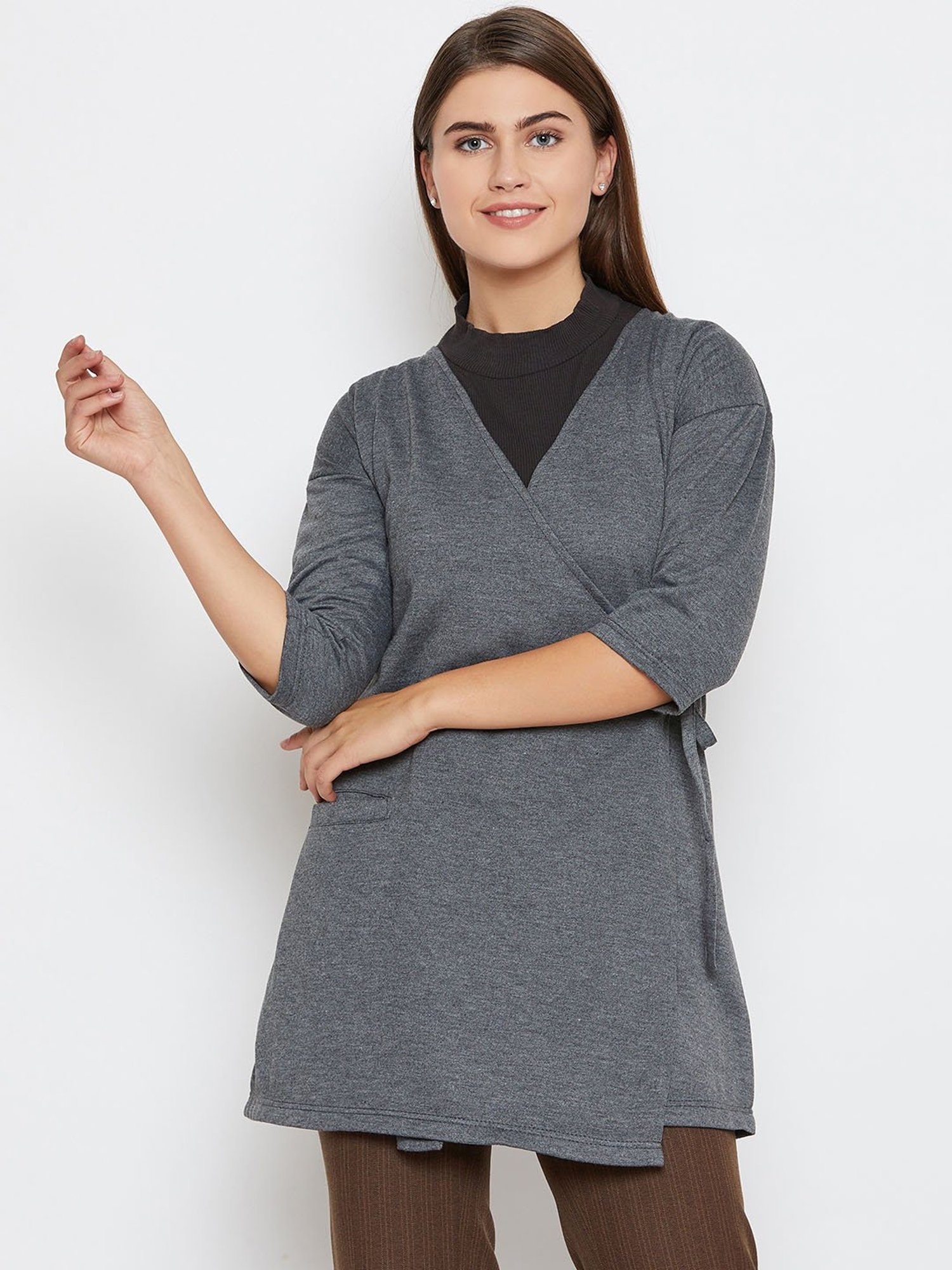 Belle Fille Dark Grey Textured Shrug