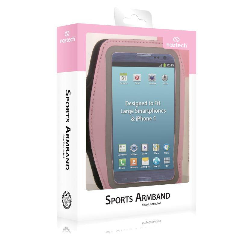 Naztech Universal Sports Armband for Most Large Smartphones - Pink - Retail (12211)