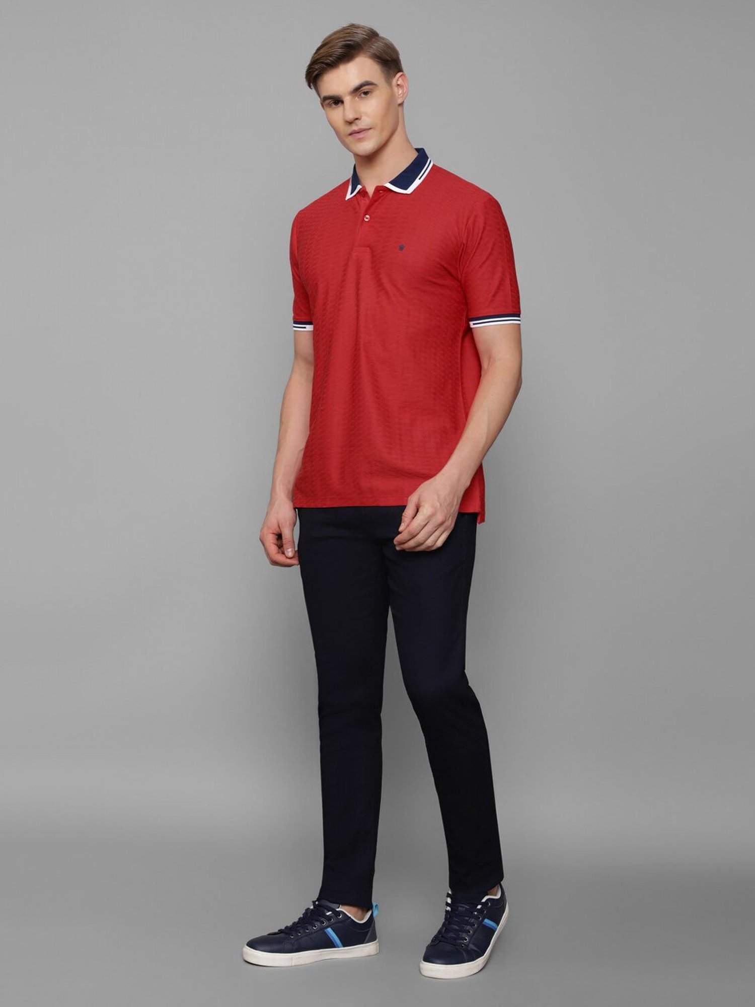 Louis Philippe Sport Red Cotton Regular Fit Polo T-Shirt